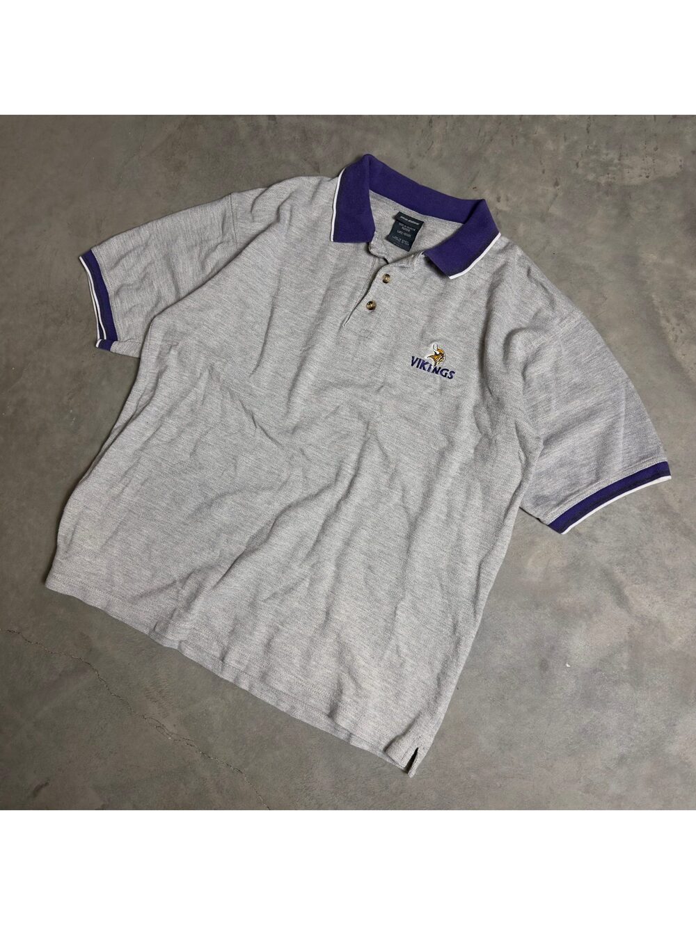 Vintage The Game Minnesota Vikings Polo Mens L Gray Purple